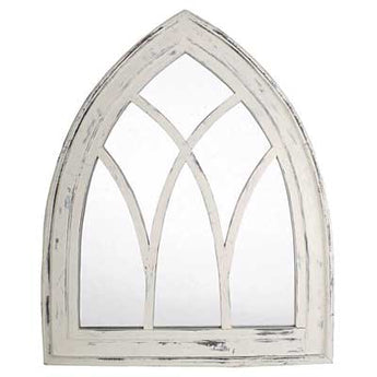 Esschert Design Gothic Mirror Wall Art, White Wash, 26"W