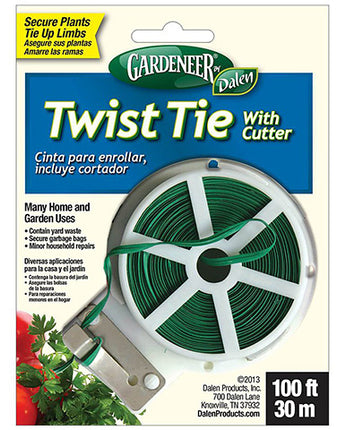 Gardeneer Twist Tie Plant Securer with Cutter, 100'