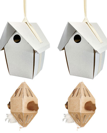 GreenBird Unassembled Wren Houses w/Nesting Material, 2 Pack