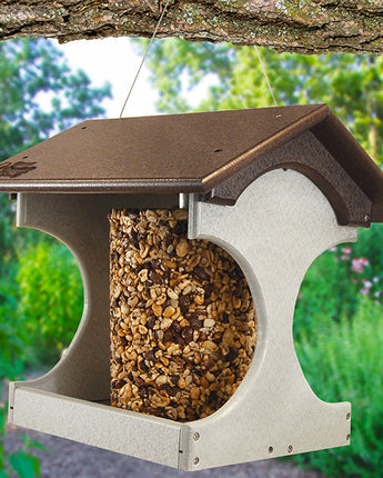 Amish Made Recycled Plastic Suet Log Feeder, Brown & Gray