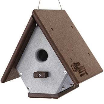 Amish Made Recycled Plastic Hanging Wren House, Brown & Gray