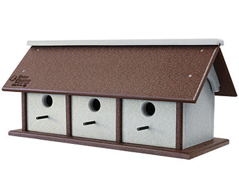 Amish Made Recycled Plastic Triple Wren House, Horizontal