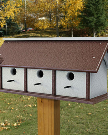 Amish Made Recycled Plastic Triple Wren House, Horizontal