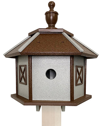 Amish Made Recycled Plastic Gazebo Bird House, Brown & Gray