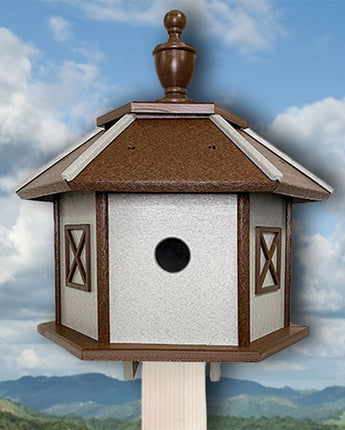 Amish Made Recycled Plastic Gazebo Bird House, Brown & Gray