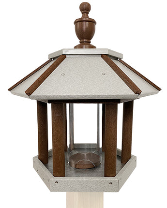 Amish Made Recycled Plastic Gazebo Bird Feeder, Brown & Gray