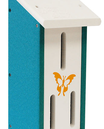 Amish Made Recycled Plastic Butterfly House, White and Teal