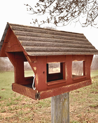 Bird In Hand Amish Made Covered Bridge Bird Feeder, Red