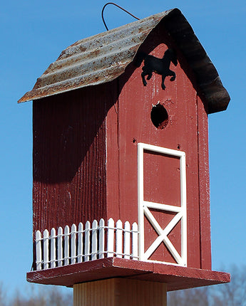 Bird In Hand Amish Made Summitville Stable Bird House, Red