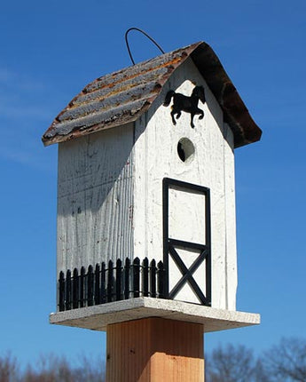 Bird In Hand Amish Made Summitville Stable Bird House, White