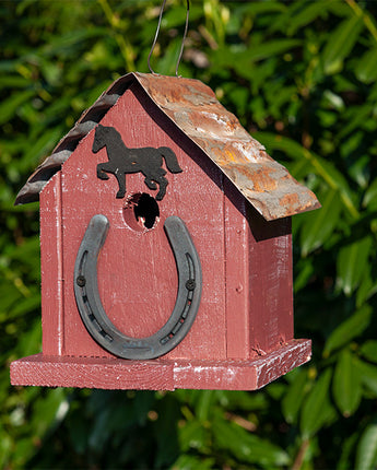 Bird In Hand Amish Made Huntington Horseshoe Bird House, Red