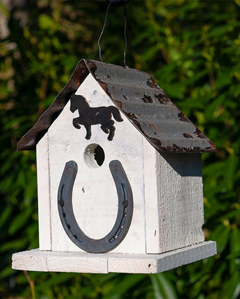 Bird In Hand Amish Huntington Horseshoe Bird House, White