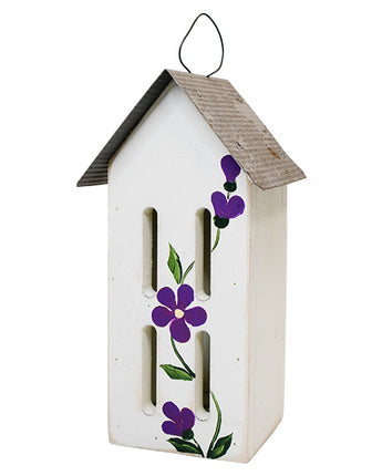 Bird In Hand Amish Made Butterfly House w/Flowers, White