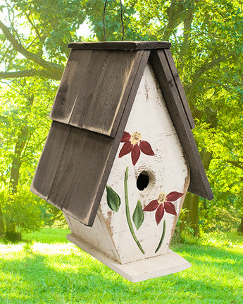 Bird In Hand Amish Made A-Frame Wren House, White