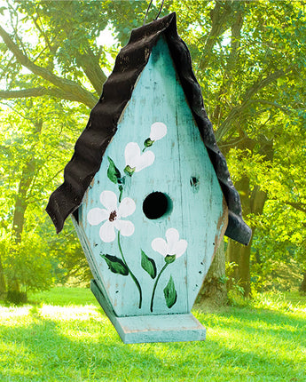 Bird In Hand Amish Made A-Frame Wren House, Teal