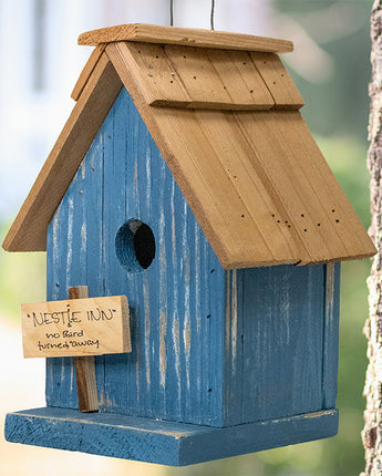 Bird In Hand Amish Made Nestle Inn Bird House, Blue