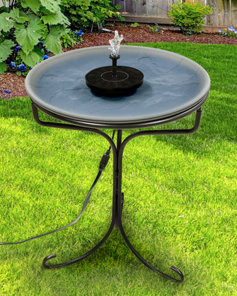 Wild Bird Lover's Heated Bird Bath w/Stand & Solar Fountain