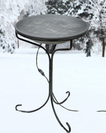 Wild Bird Lover's Heated Bird Bath w/Metal Stand, Slate, 20"