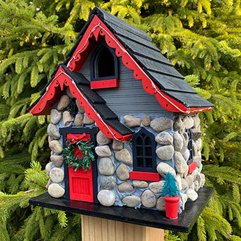 Home Bazaar Charlevoix Stone Christmas Cottage with LEDs