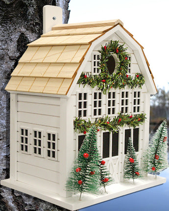 Home Bazaar Holly Cottage Bird House, White