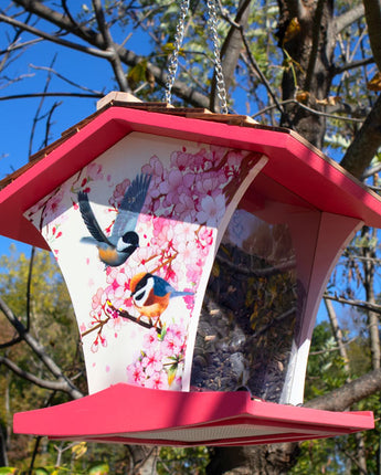 Home Bazaar Happy Hopper Feeder, Cherry Blossom w/Chickadee