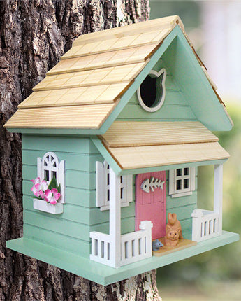 Home Bazaar Kitty Cottage Bird House, Green