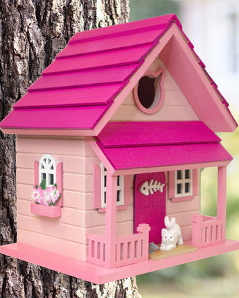 Home Bazaar Kitty Cottage Bird House, Pink