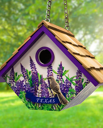 Home Bazaar Mockingbird & Bluebonnets Texas Wren House