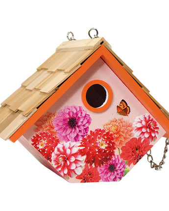 Home Bazaar Hanging Wren House, Dahlia Print