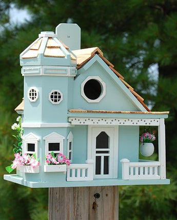 Home Bazaar Flower Pot Cottage Bird House, Blue