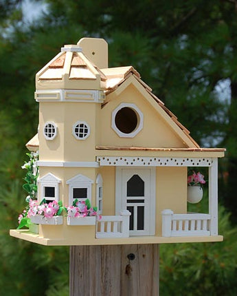 Home Bazaar Flower Pot Cottage Bird House, Yellow