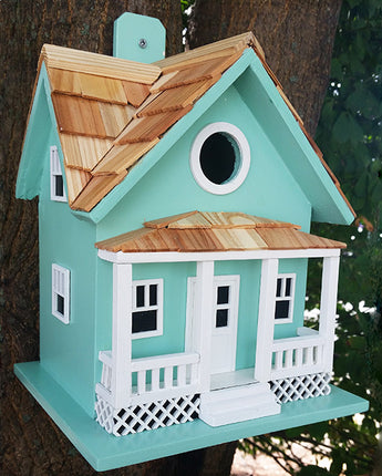 Home Bazaar Beachside Cottage Bird House, Seafoam Blue