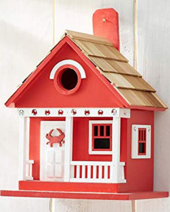 Home Bazaar Crab Cottage Bird House, Red