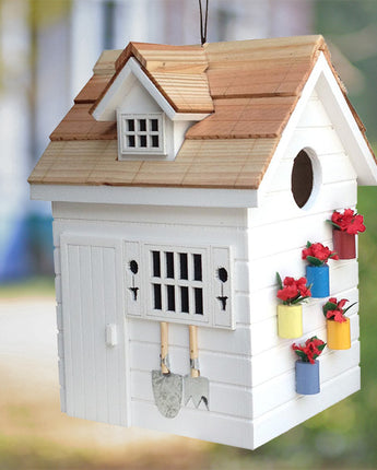 Home Bazaar Potting Shed Bird House, White