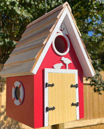 Home Bazaar Dockside Cabin Bird House, Red