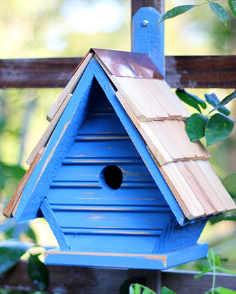 Heartwood New Chick Chickadee Bird House, Antique Blue