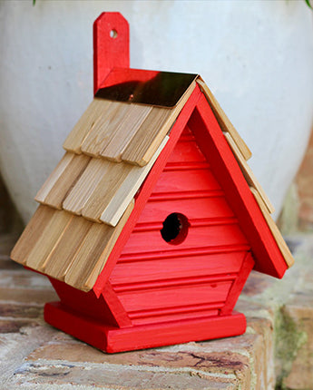 Heartwood New Chick Chickadee Bird House, Neon Red