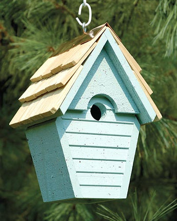 Heartwood Wren in the Wind Hanging Bird House, Blue Eggshell