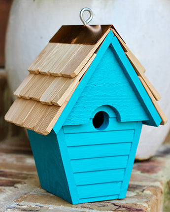 Heartwood Wren in the Wind Hanging Bird House, Teal