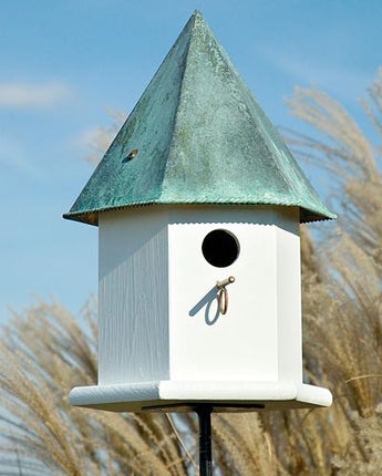 Heartwood Copper Songbird Deluxe Bird House, Verdigris Roof