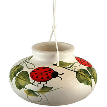 Lone Wolf Ceramic Hummingbird Feeder, Ladybug, 10 oz.