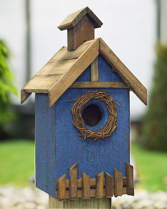 Nature Creations Rustic Wreath Bird Shelter, Blue