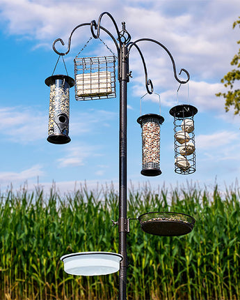 Jester Premium Bird Feeding Station w/Feeders, Black, 7'6.5"