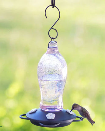 Nature's Way Blush Crackle Glass Hummingbird Feeder, 10 oz.