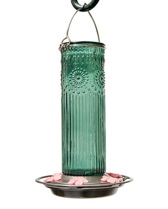 Nature's Way Antique Glass Hummingbird Feeder, Teal, 25 oz.