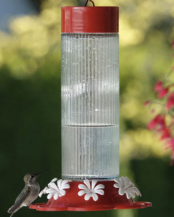 Nature's Way Ribbed Rose Glass Hummingbird Feeder, 25 oz.