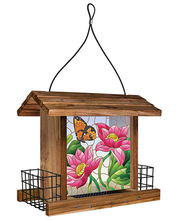 Nature's Way Stained Glass Hopper Feeder with Suet Cages