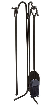 Panacea Classic Fireplace Tool Set, Four Piece, Black