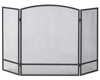 Panacea Three Panel Arched Firescreen w/ Bar, Black