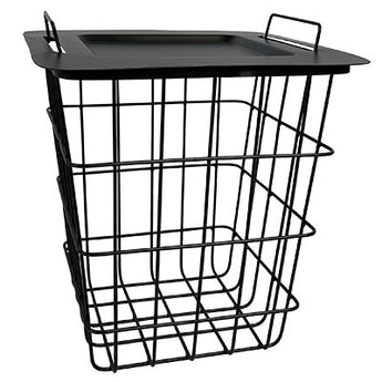 Panacea Modern Farmhouse Wire Bin/Side Table, Black, 15.5"H